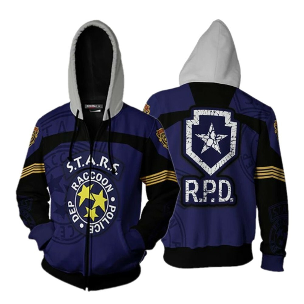 Resident Evil RPD STARS Raccoon Print Hoodie Zipper Jacket Cosplay For  Men/Teens | eBay