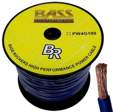 Bass Rockers 100ft Roll True 4 AWG 4Ga Gauge Flexible Blue Power Ground Cable