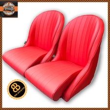 Pair Red Bb Vintage Classic Car Bucket Seats Low Rounded Back Ideal For Mga