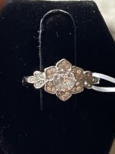 Sterling Silver 925 Flower Cubic Zirconia Ring Size 5