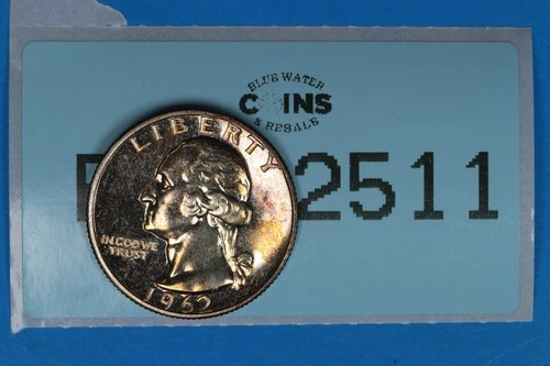 1962 TONED 25C WASHINGTON SILVER QUARTER DOLLAR PROOF RAW-2511