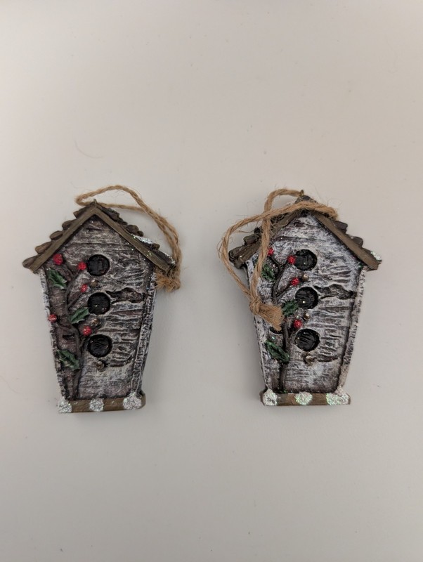 Birdhouse Holly Berry Christmas Ornament