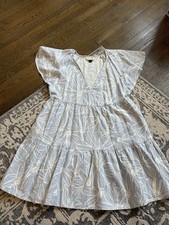 Universal Thread Women s Size Small Dress Flutter Sleeve Ruffle Lt Blue Floral