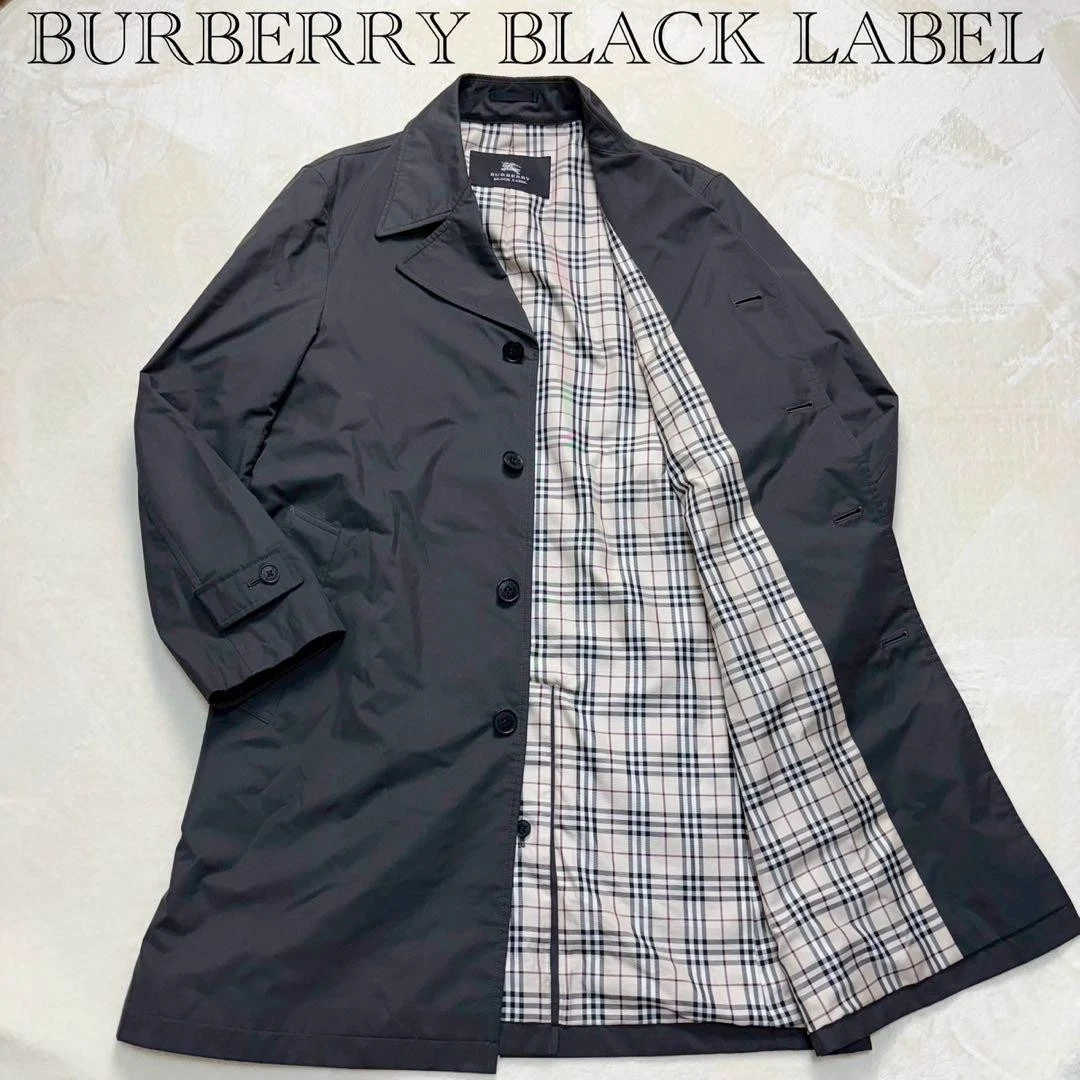 Trench coat BURBERRY BLACK LABEL poliestere grigio scuro (taglia M)