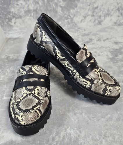 Circus Sam Edelman Desmond Python Womens Lug Platform Penny Loafer Shoes 6.5 M