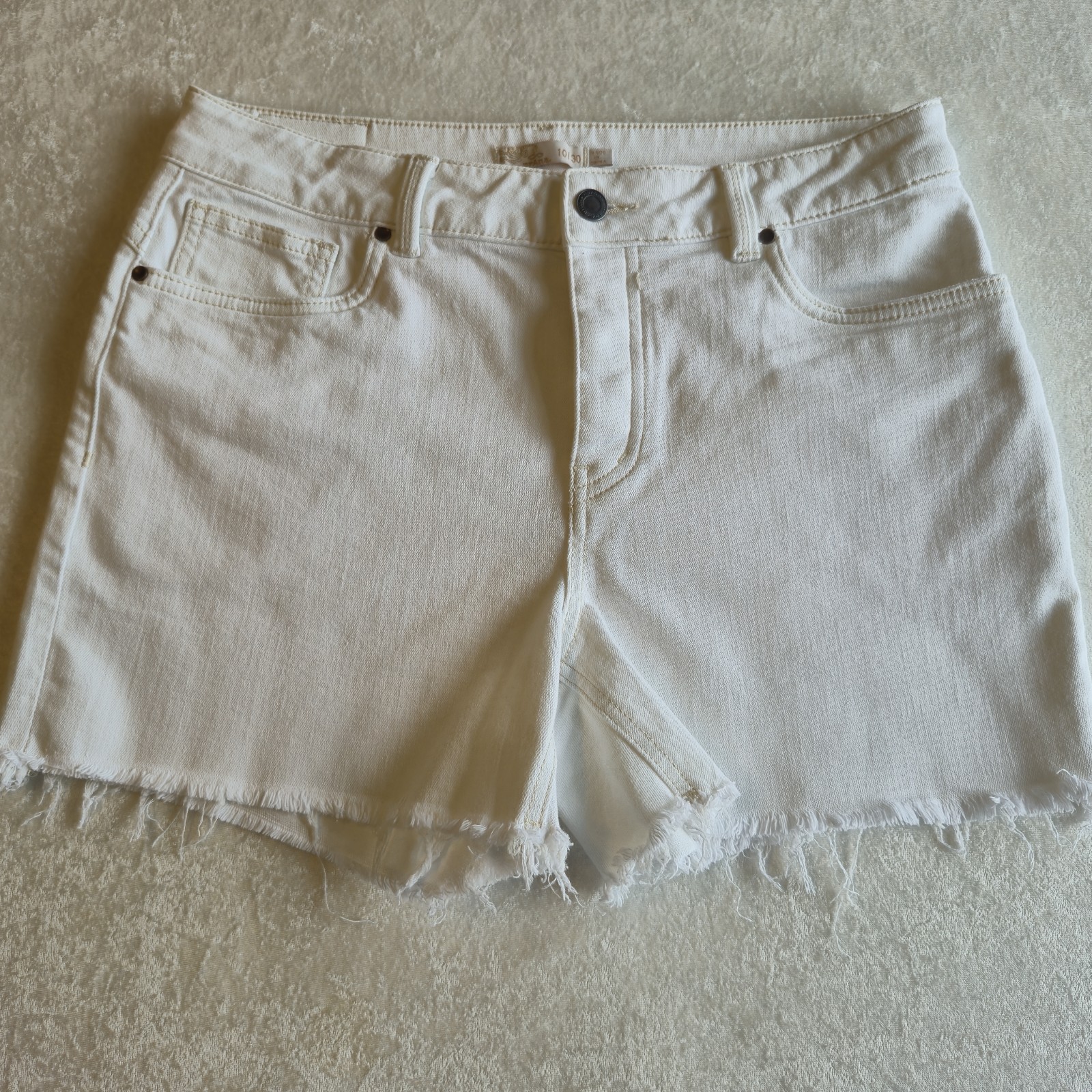 prAna Women's White Denim Cut Off Shorts Size 10 3.5