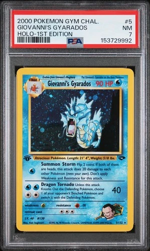 2000 POKEMON GYM CHALLENGE HOLO-1ST EDITION #5 GIOVANNI'S GYARADOS PSA 7