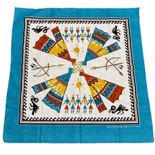 Vintage Southwestern Handkerchief Bandana Native American Aztec Made In USA 22  