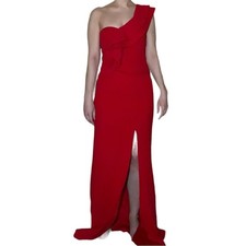 Lulus Dress Womens Small Red Evening One Shoulder Floor Length Formal Gown