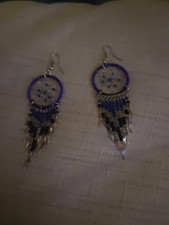 Handmade Native American Beaded Dreamcatcher Earrings Dangle Earrings
