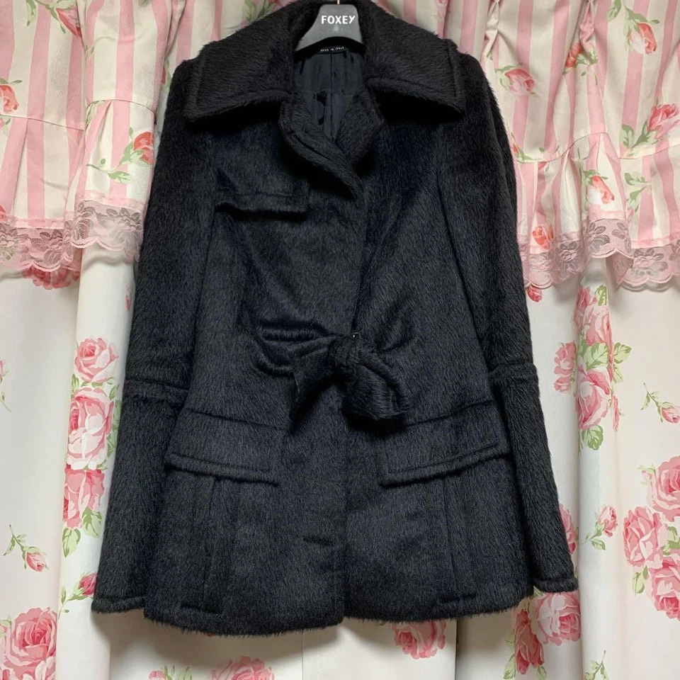 Gucci Alpaca Coat Women's 38 Black Luxury Unique Style Used Japan - Image 3 of 4