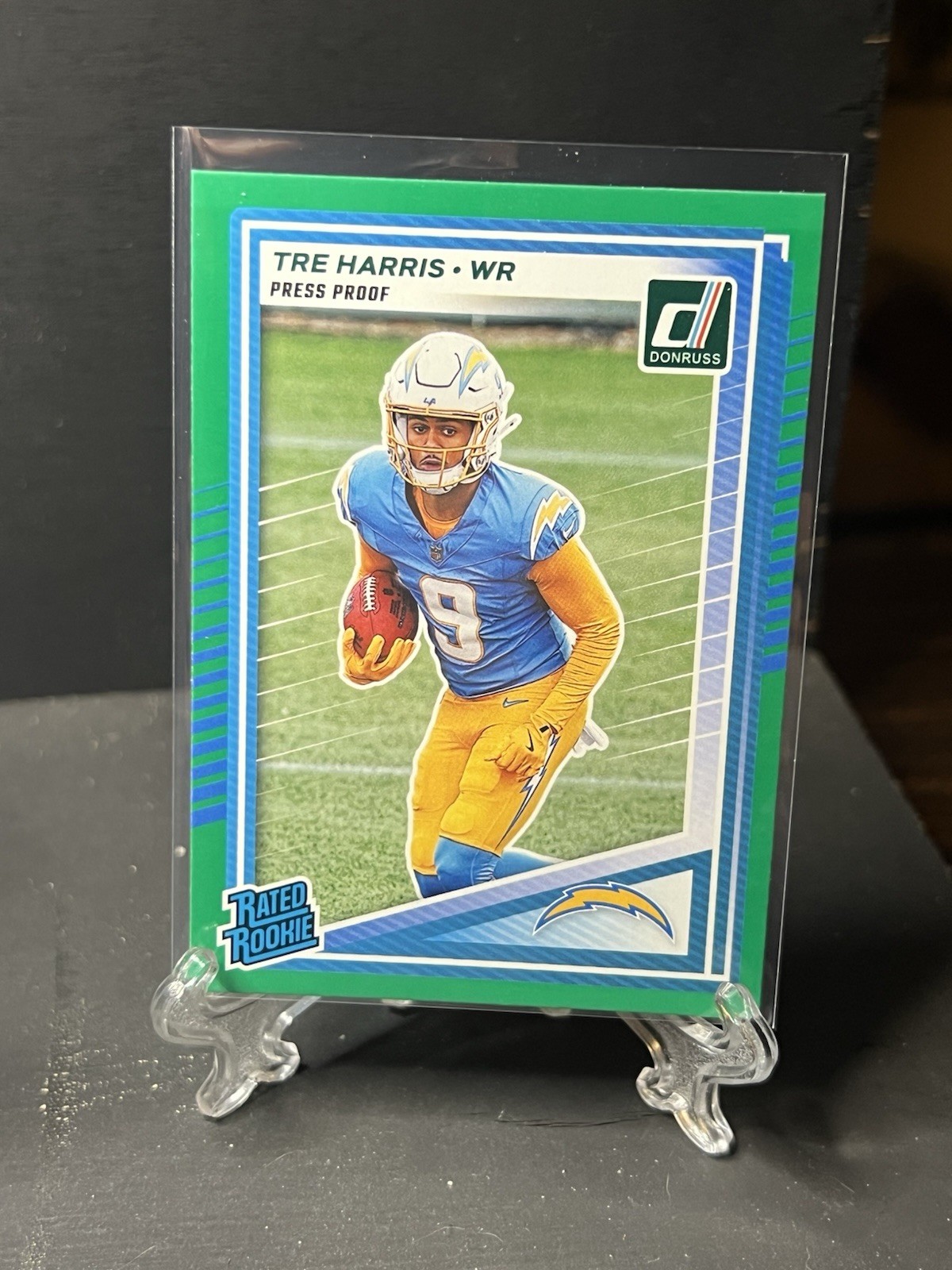 2025 Panini Donruss - Rated Rookie Tre Harris #329 Press Proof Green (RC)