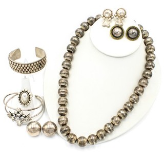 Southwest Sterling Silver Earrings Necklace Bracelets & Ring Lot of 7 #S4574 3