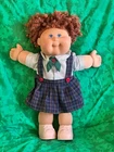 1980s Vintage Cabbage Patch Kid doll - School girl outfit and extra curly hair