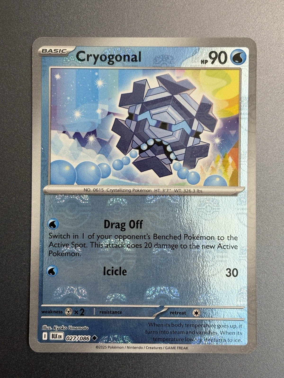 Pokémon Cryogonal 027/086 Black Bolt Master Ball Reverse Holo NM - Pokemon