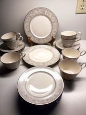 FRANCISCAN RENAISSANCE PLATINUM 3-SALAD, 6-B B, 7-CUPS, 6-SAUCERS NEW GIFT SHOP