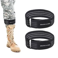 2PCS Adjustable Elastic Ankle Straps for Boots, Pant Legs –Biking, Hiking, Black