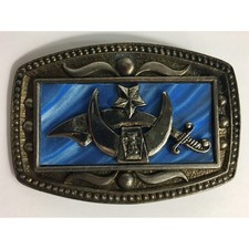 Vintage CII New York Masonic Freemason Belt Buckle Sword Crescent Star