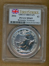 2016 Great Britain Britannia Silver 1 Oz £2 PCGS MS69 First Strike Textured