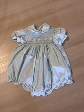 Vintage A Little Angel Smocked Light Blue Romper