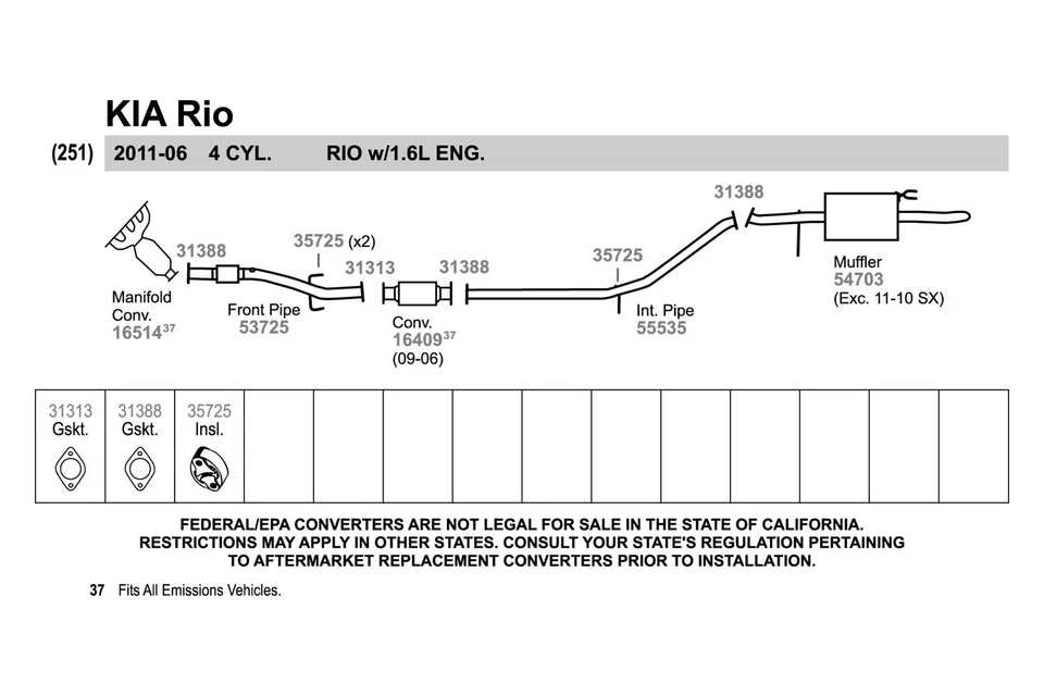 For Hyundai Accent 2006-2011 Walker 53725 Aluminized Steel Exhaust Front Pipe Foto 4 de 4