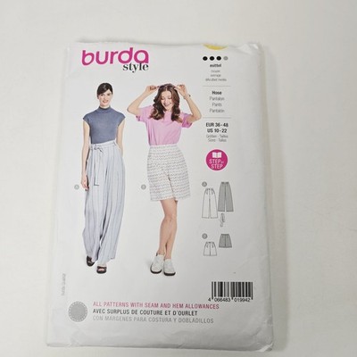 Womens Pants Shorts Burda style Sewing Pattern 5718 10-22  Semi Fitted UNCUT