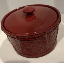 Longaberger Pottery Woven Traditions Drum Crock With Lid Paprika Red