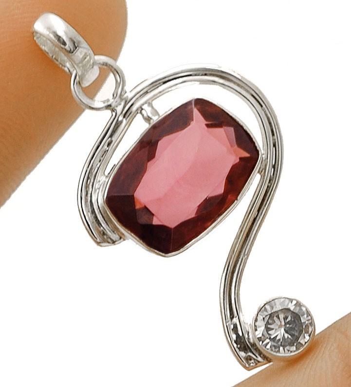 Natural 2CT Amethyst 925 Solid Sterling Silver Pendant 1 1/2" Long @5-4