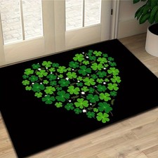 2D Clover St. Patrick'S Heart Mat for Kitchen Room Hallway Doorway Welcome Mat