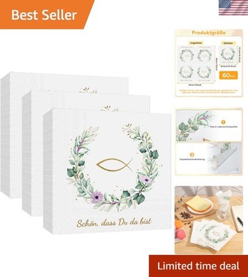 Festliches Servietten-Paket, 60 Stück 'Schön, Dass Du Da Bist!', Fisch-Design