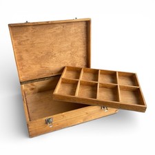 Vintage Holzkiste Sortierkasten mit Einsatz Musterkoffer Sammler Bastelkiste