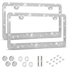 Bling License Plate Frame For Women Stainless Steel Rhinestones 2 Pack Bling License Plate Frame For Women Stainless Steel Rhinestones 2 Pack