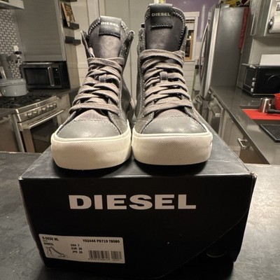 Diesel S-DESE ML High Top Gray White Leather Sneakers Y02446 PS719 T8080