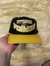 Vintage Pittsburgh Penguins Snapback Yellow Black Cap Hat The G Cap NHL READ