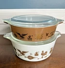 Vintage Pyrex Early American 471 & 472 Casserole Dish w/ Lid 1 pt & 1  1/2 pt