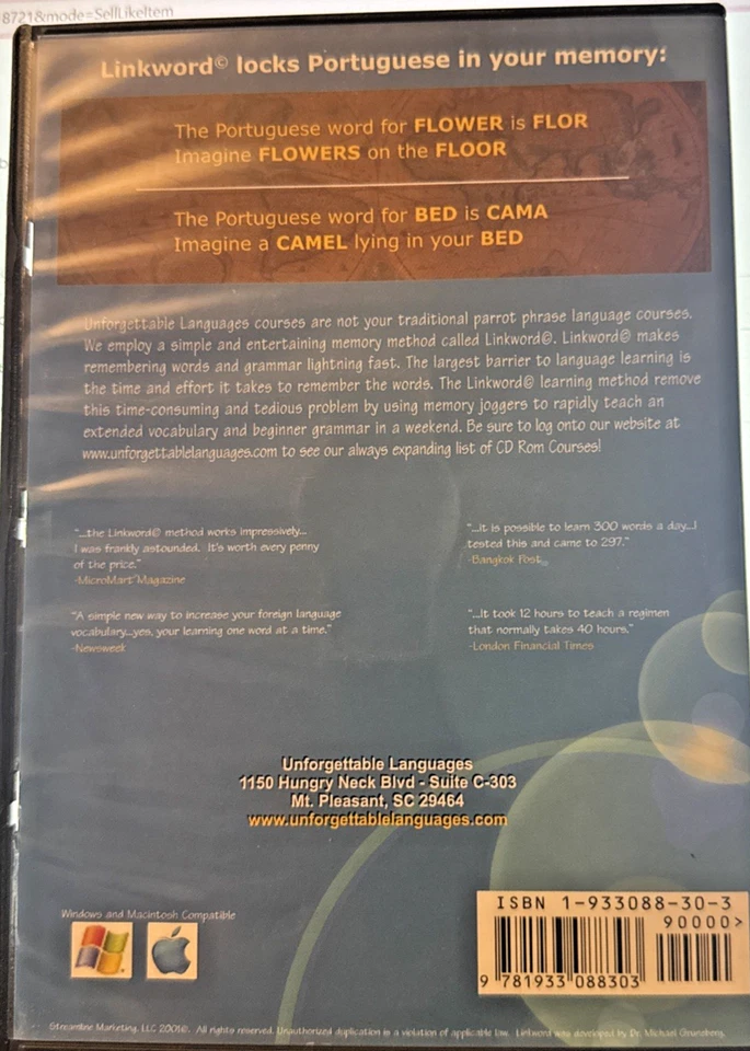 Linkword Unforgettable Languages Portuguese Dr. Michael M. Gruneberg  - Image 2 of 4