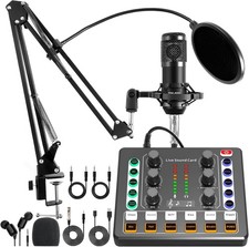 Podcast Equipment Bundle,Audio Interface and DJ Mixer and BM-800 Condenser