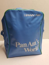 Vintage 1960s Original Pan Am Airline Travel Bag “Pan Am’s World” Blue Vinyl