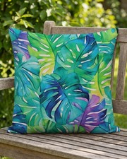 Summer Throw Pillow Cover 18''x18'' - Tropical Monstera Leaf Decorative Pillo...