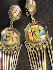 Vintage Native American ? Mosaic Inlay Sterli...