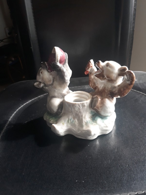 Antique Russian Soviet Figurine Inkwell "LITTLE BEARS" LFZ, USSR Statuette