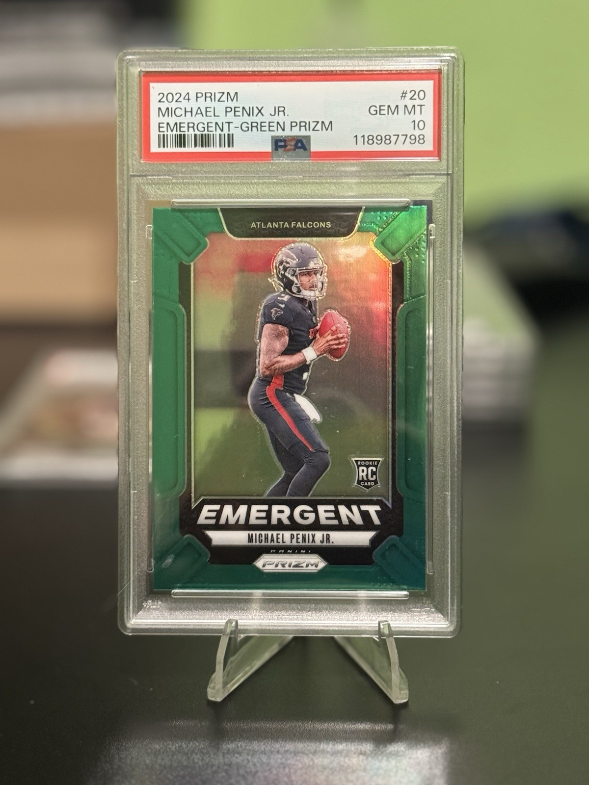 2024 Prizm Michael Penix Jr. Psa 10 RC Green Prizm Emergent Falcons