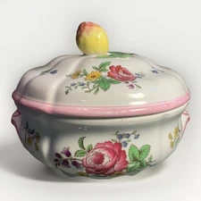 Spode Marlborough Sprays Oven Freezer Table 7.5” Floral Covered Dish England