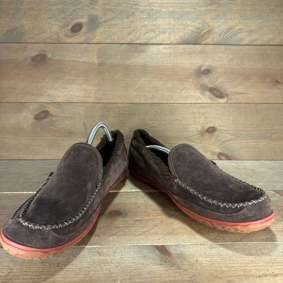 ll bean mountain mens size 10 shoes brown suede sherpa lined slippers - Image 3 of 4