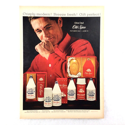 Old Spice Vintage 1964 PRINT AD After Shave Deodorant Soap Father Dad MAN-POWER