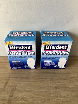Efferdent Dental Bath Cleanser Kit 2-PACK 4-Tablets Each (8 Tablets TOTAL)