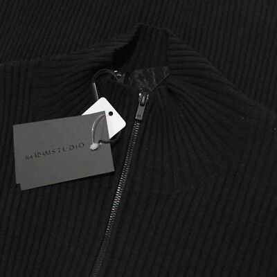 Naadam NWT Silk / Cashmere 1/2 Zip Turtleneck Sweater Size L In Solid Black