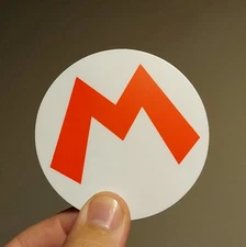 Super Mario Bros "M" Letter Bright Red Logo 3" Round Circle Vinyl Sticker Decal