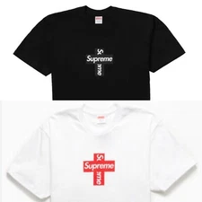 Supreme Cross Box Logo Tee Black White F/W 20