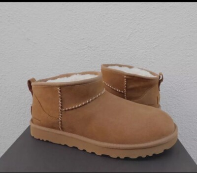 UGG X MADHAPPY CHESTNUT SHEEPWOOL CLASSIC ULTRA MINI BOOTS, WOMEN US 13-NEW !